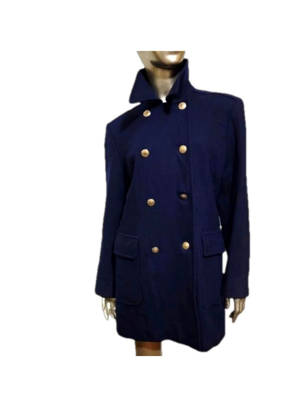 Tommy Hilfiger Blue Wool Double Breasted Peacoat Size 6